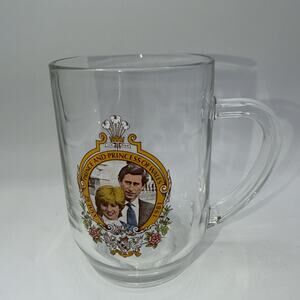 Royal Wedding Prince Charles & Lady Diana Glass Wedding Mug vintage France